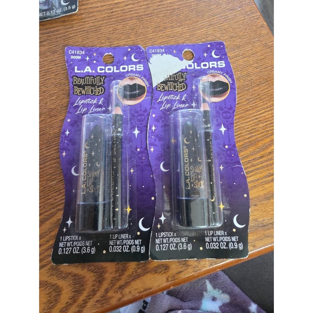 2x L.A. Colors Beautifully Bewitched Lipstick & Lip Color "DOOM"‎